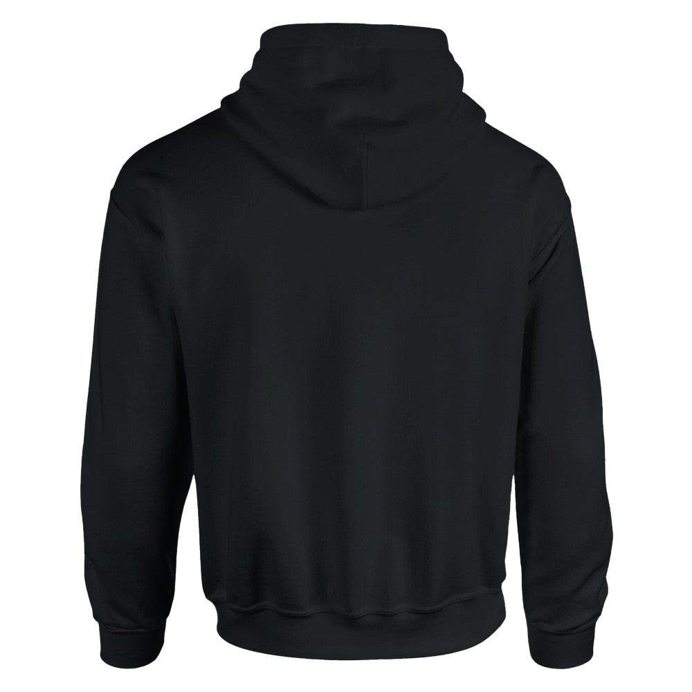 Black hoodie shown from the back on a white background