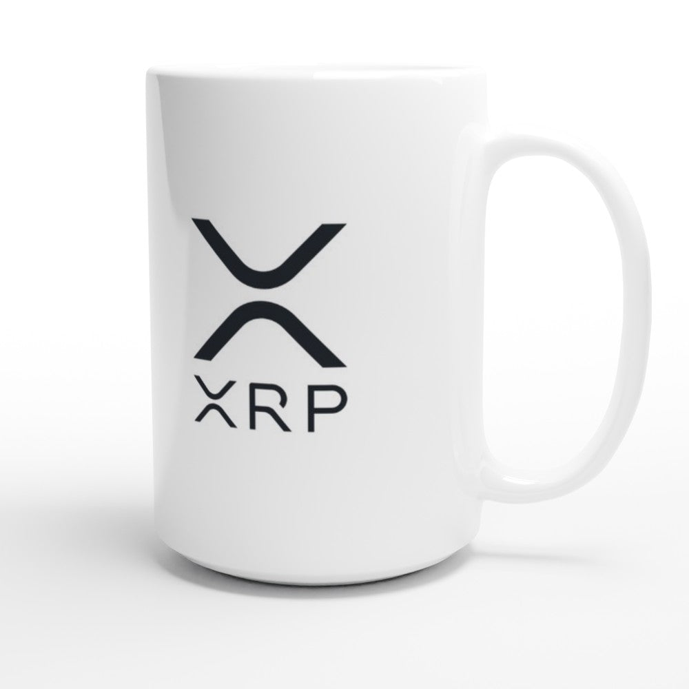 White mug with XRP logo on a white background