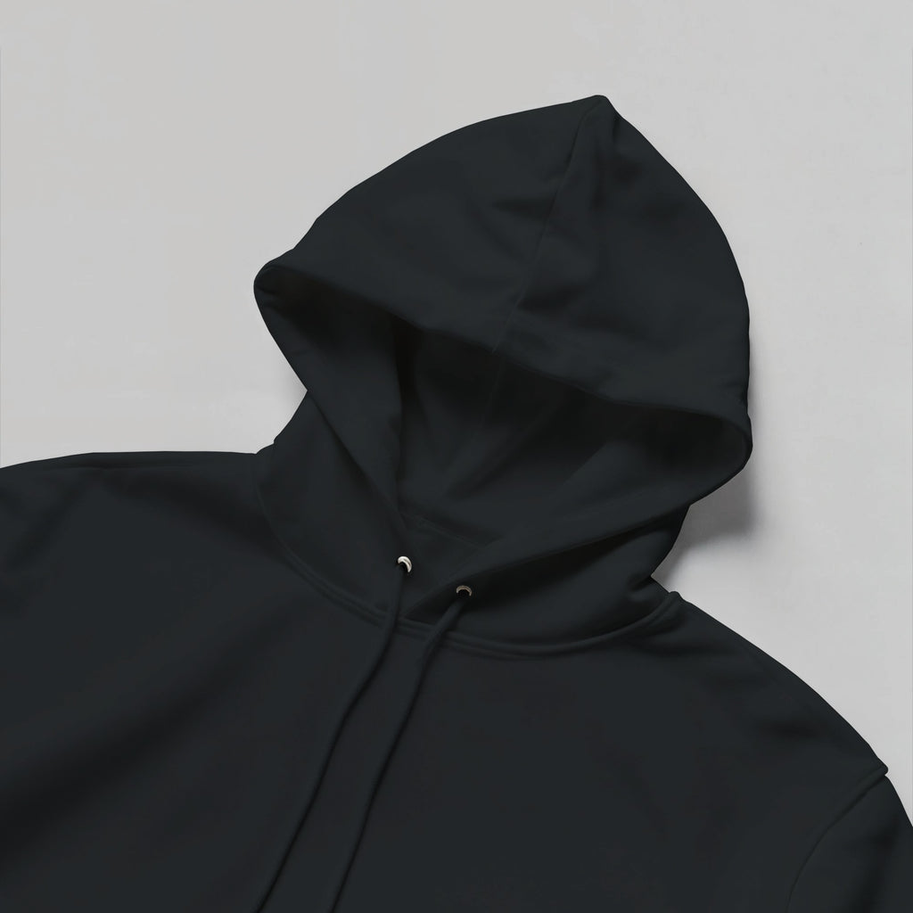 Black hoodie on a light gray background