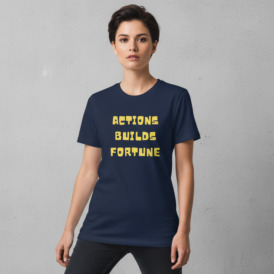 Motivational "Actions Build Fortune" Unisex Cotton T-Shirt