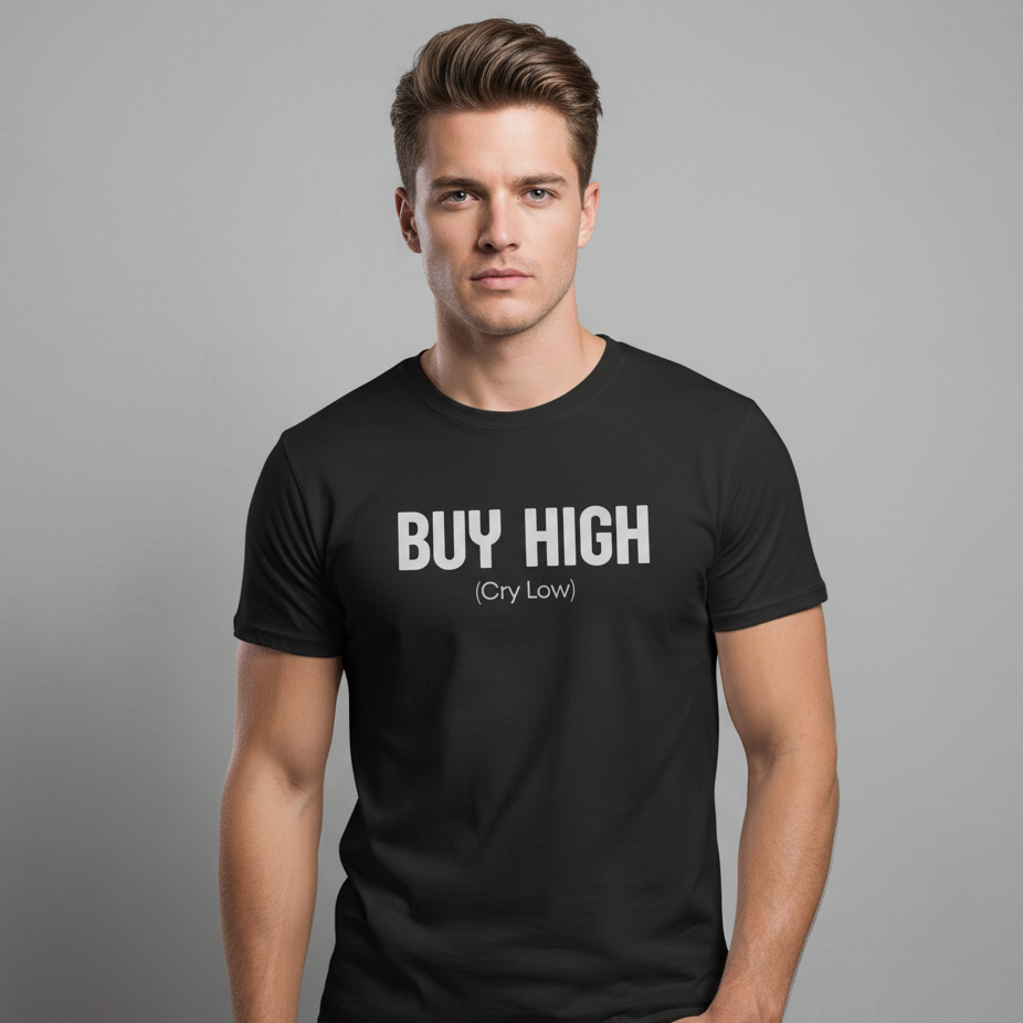 Funny Buy High Cry Low Trader Unisex Cotton T-Shirt