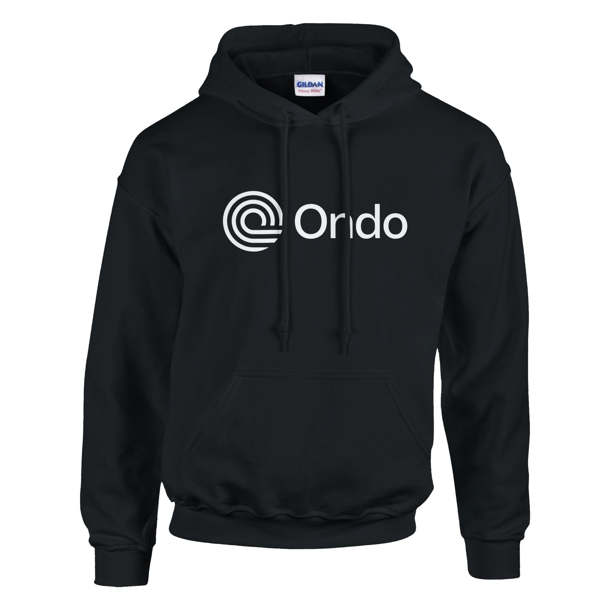 Black hoodie with 'Ondo' logo on a white background