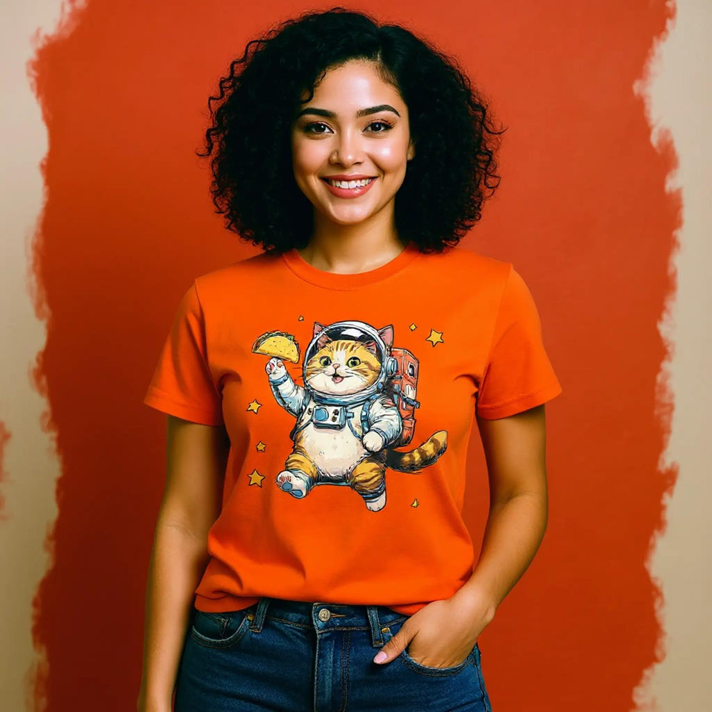 Funny Cat with Taco Cotton Unisex T-Shirt