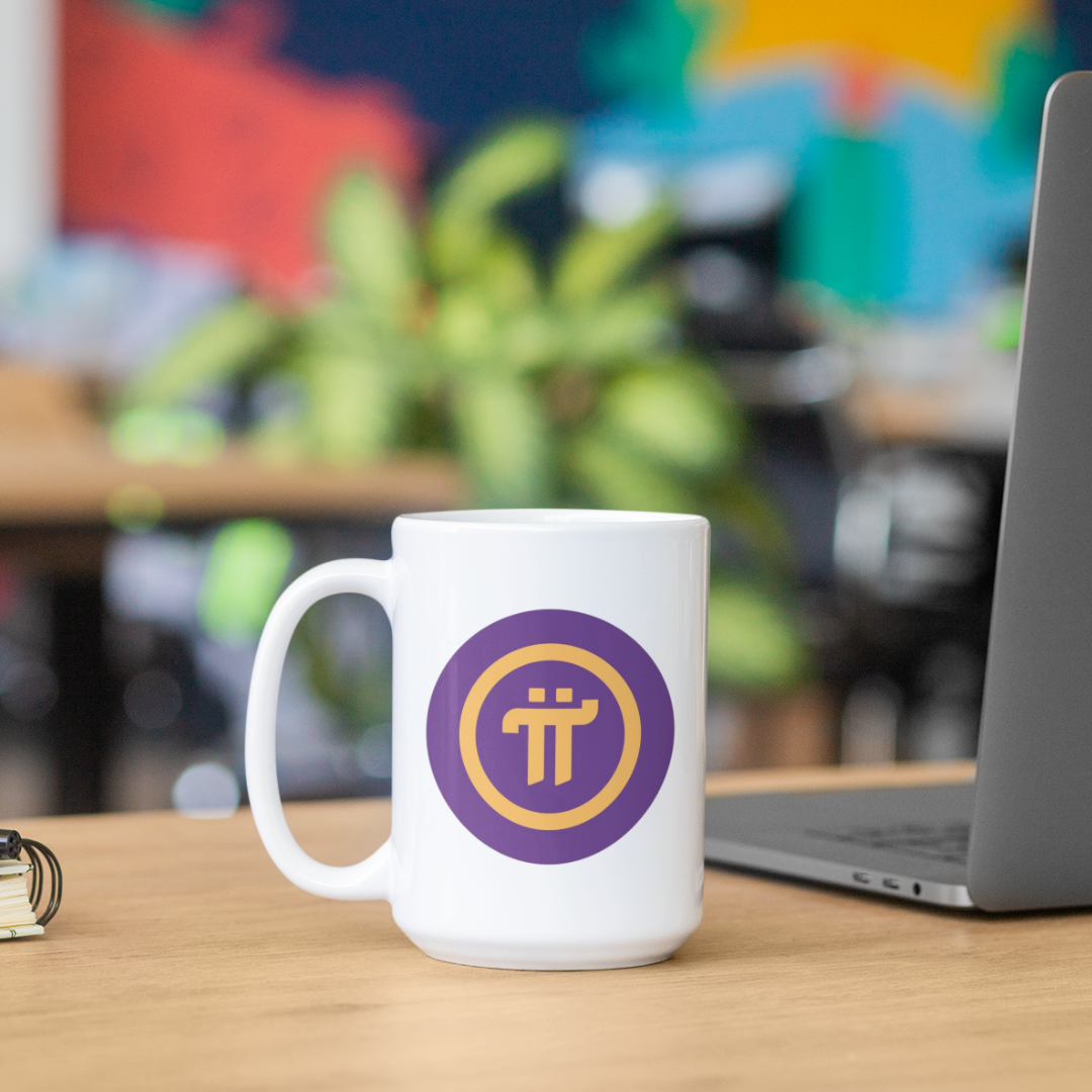 Pi Network Crypto Token White 15oz Ceramic Mug