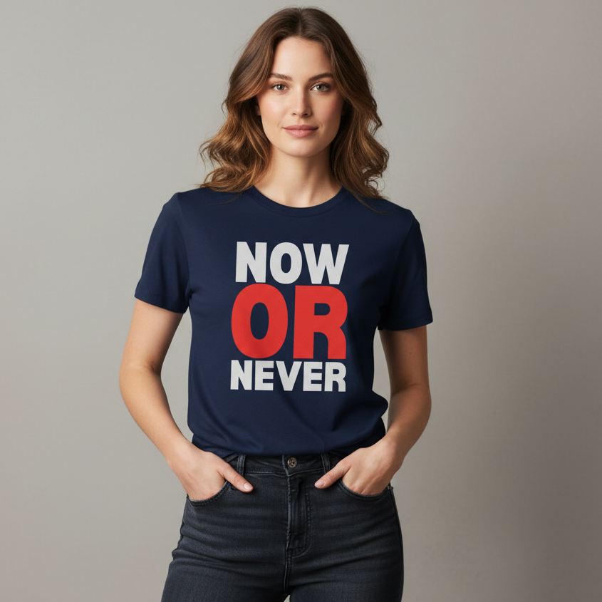 Now or Never Motivational Cotton Heavyweight Unisex T-Shirt
