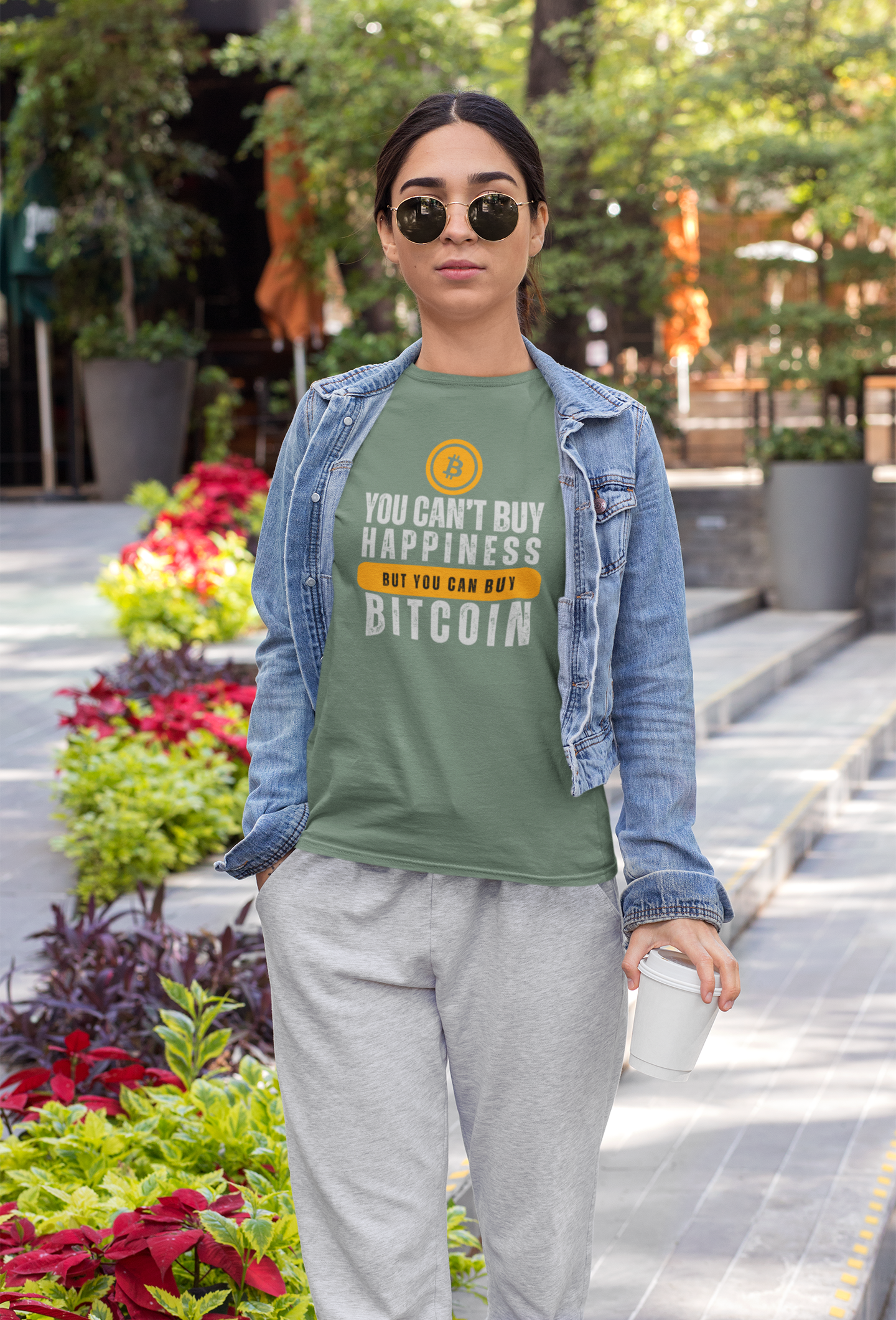 BTC Bitcoin Funny "You Can't Buy Happiness but You Can Buy Bitcoin" Cotton T-Shirt