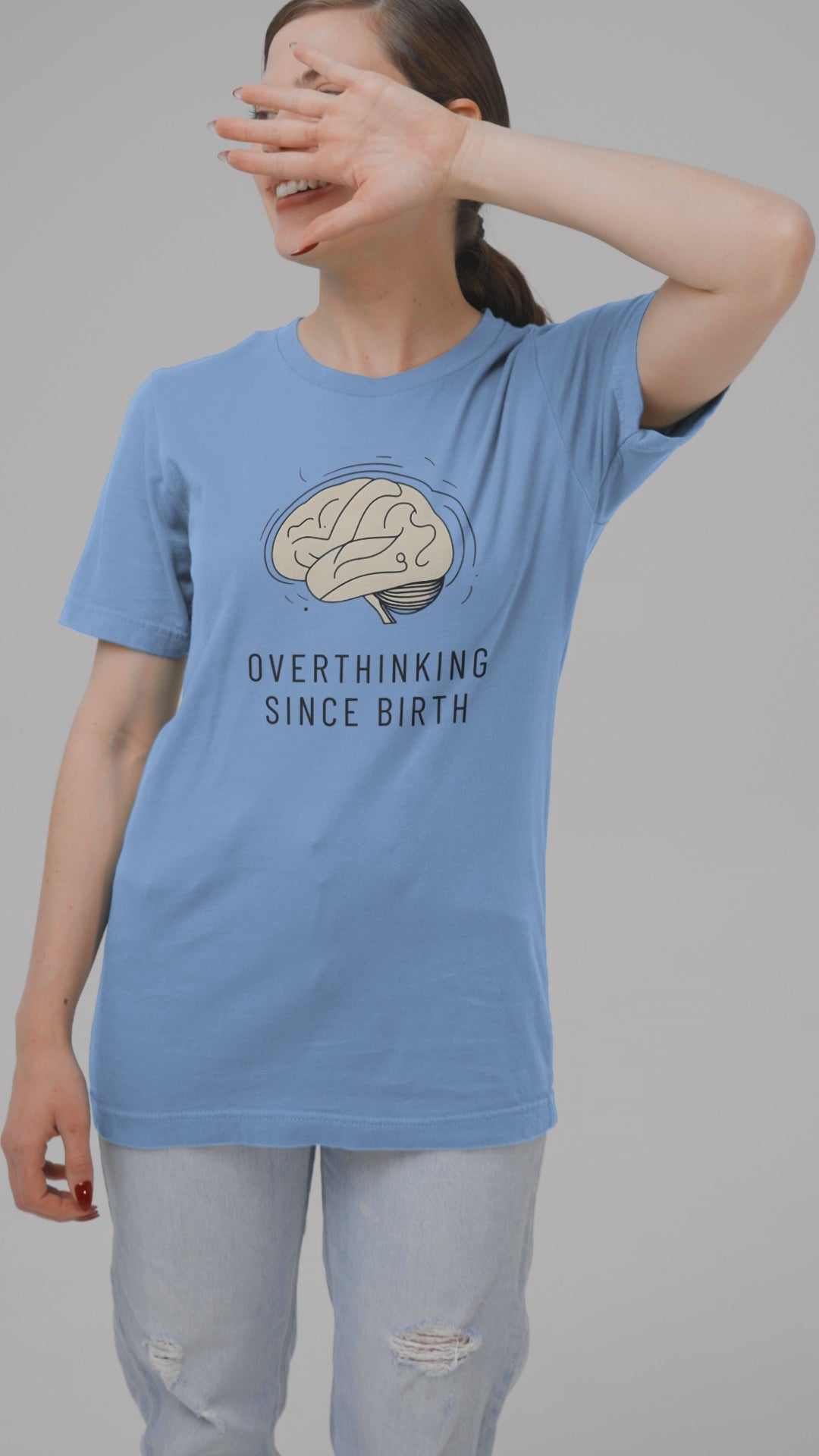 Funny "Overthinking Since Birth" Unisex Cotton T-Shirt