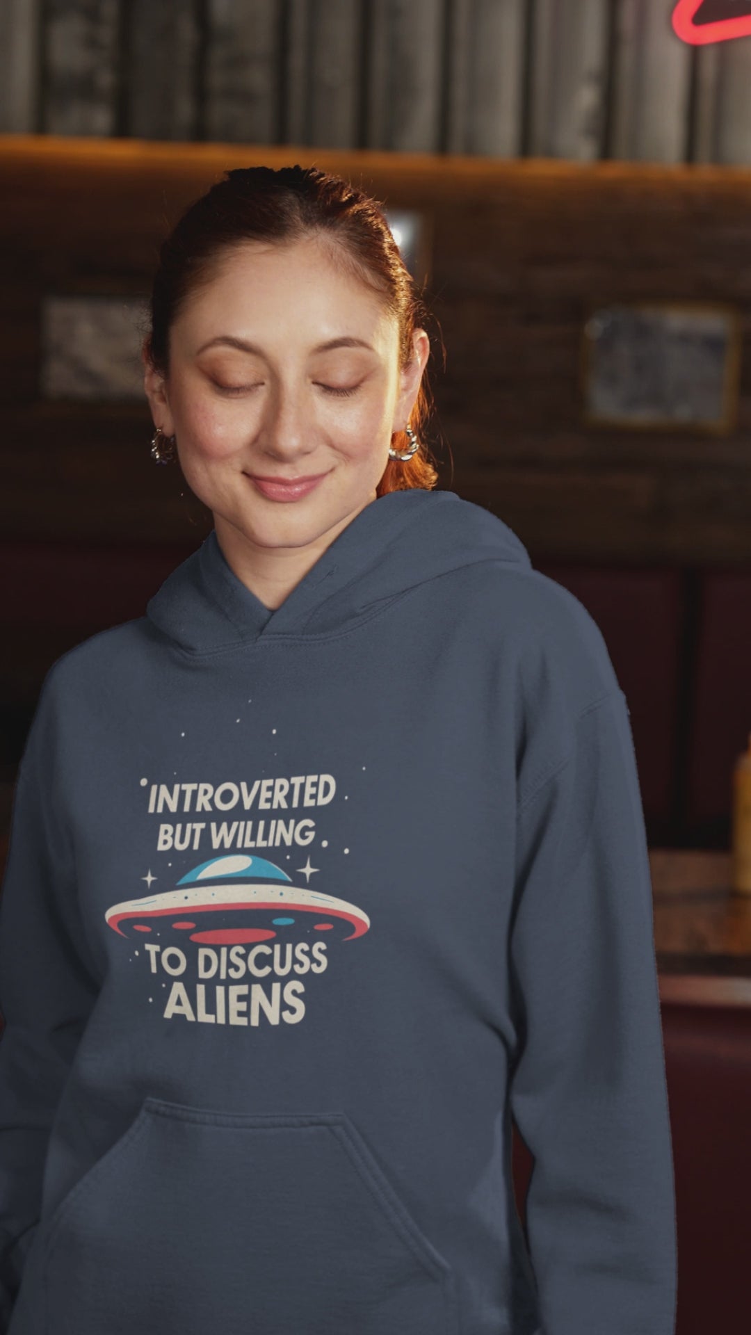 Funny "Introverted But Willing to Discuss Aliens" Unisex Hoodie