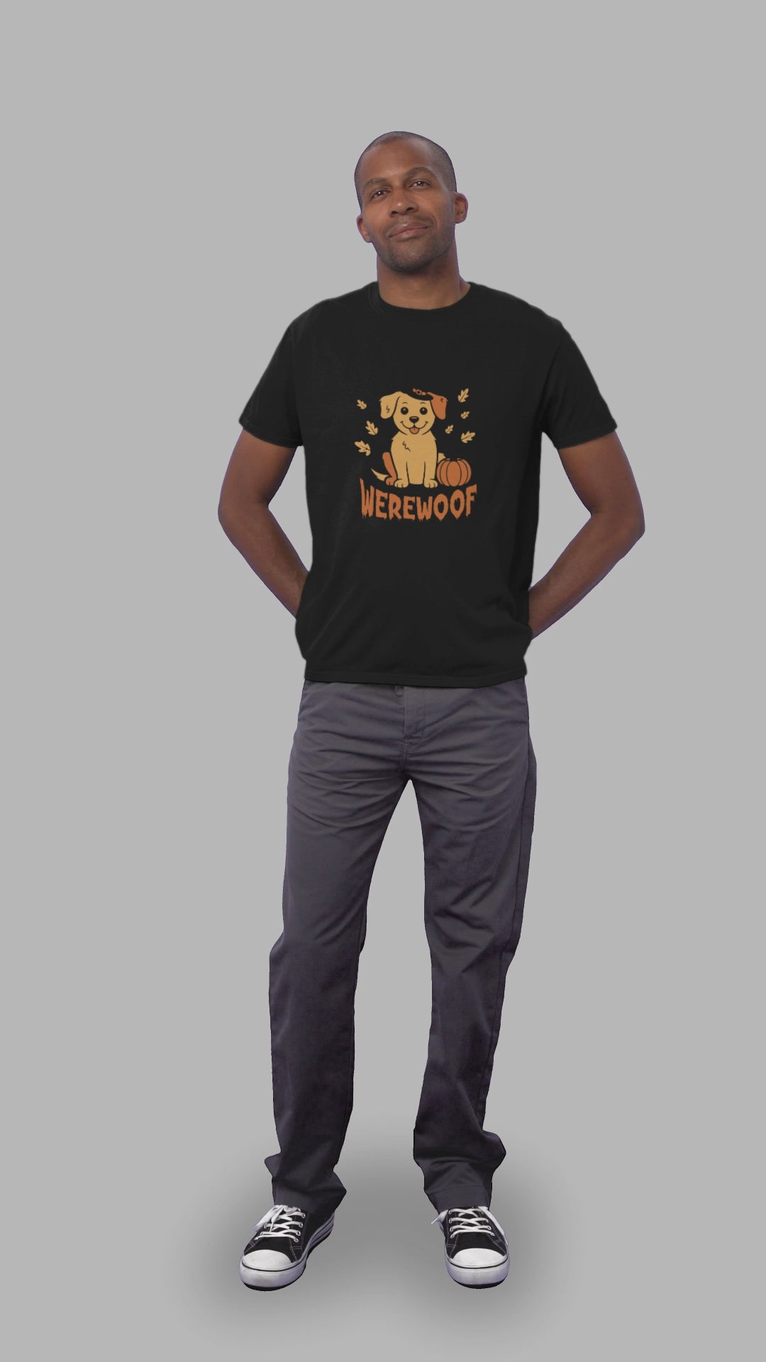 Funny 'Warewoof' Dog and Pumpkin Design Unisex Cotton T-Shirt