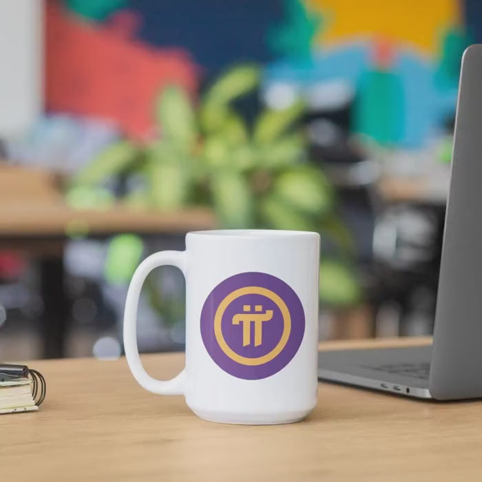 Pi Network Crypto Token White 15oz Ceramic Mug